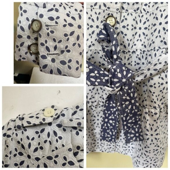 Anthropologie Elevenses NEW Eyelet Lace Trench Coat Jacket Cotton Lightweight 8 - Picture 5 of 16